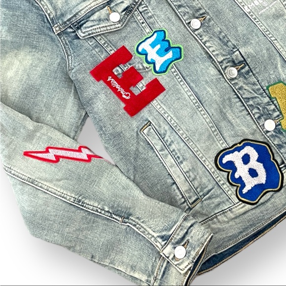 NWT Embellish NYC Devin Denim Patch Jacket Size Med - Picture 5 of 12